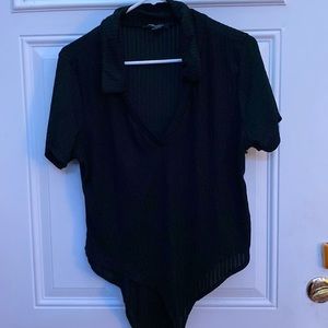 Black collared body suit